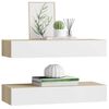 vidaXL Wall Drawer Shelves 2 pcs Oak and White 60x23,5x3.9 " MDF