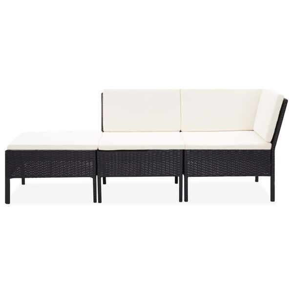 vidaXL Garden Lounge Set Black, Cream white