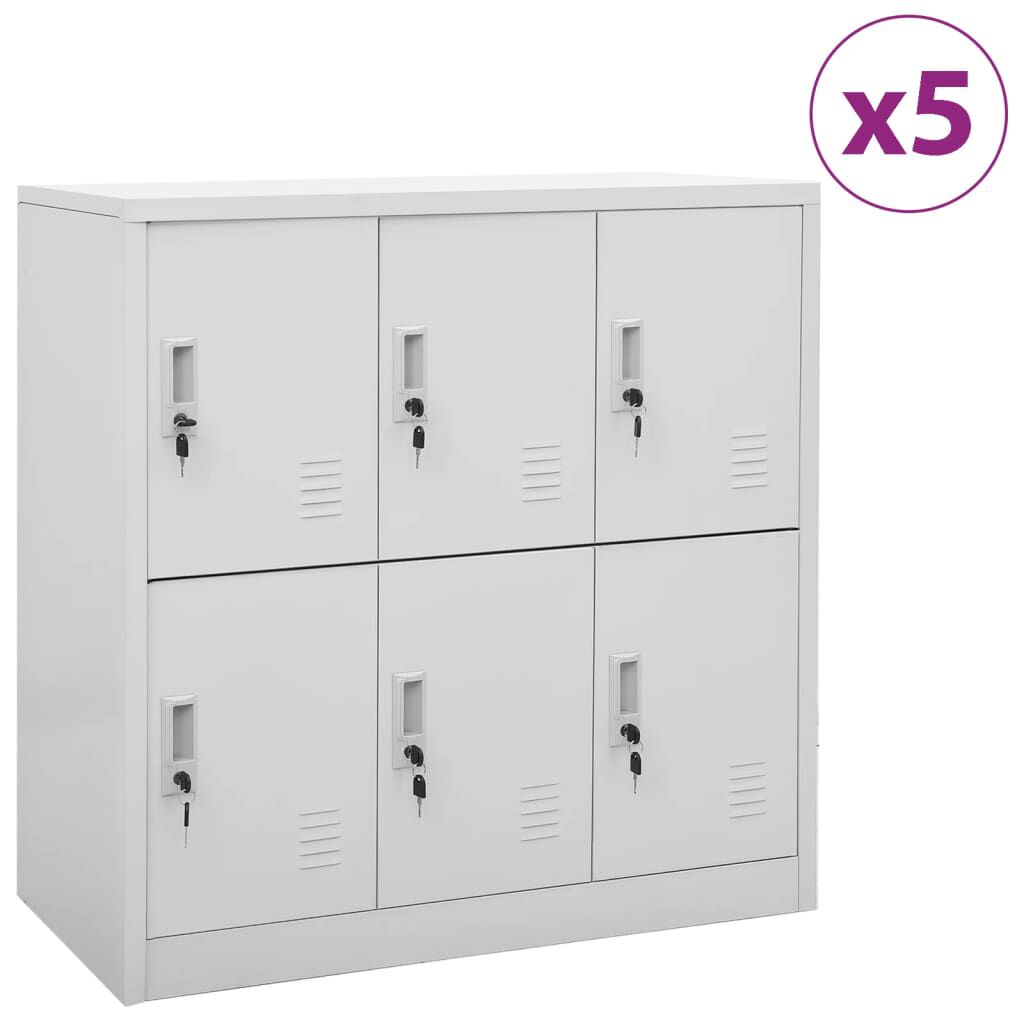 vidaXL Locker Cabinet Set of 5 Light grey Steel Medium Locker Cabinet