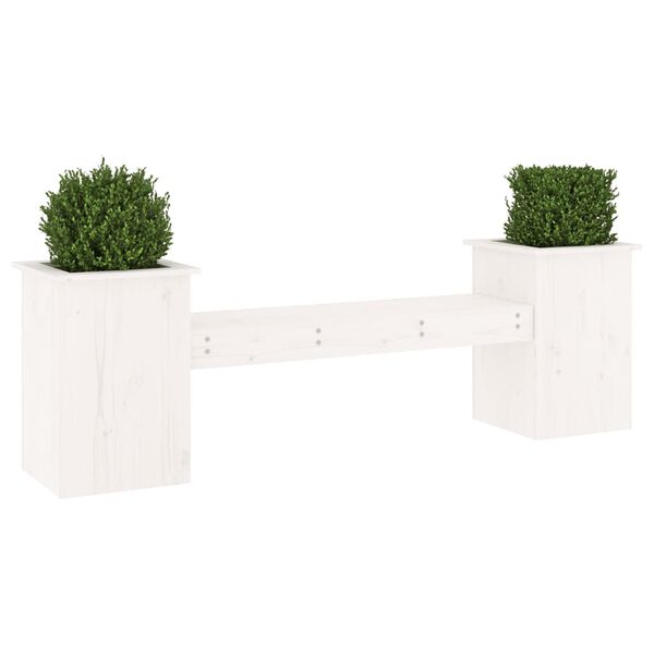 vidaXL Planter Bench White Solid pine wood Large Planters