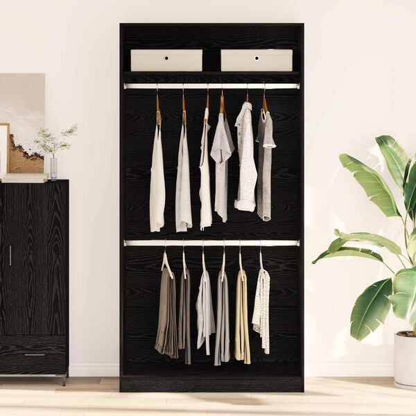 vidaXL Wardrobe Black oak 39.37 x 19.69 x 78.74 in Engineered Wood