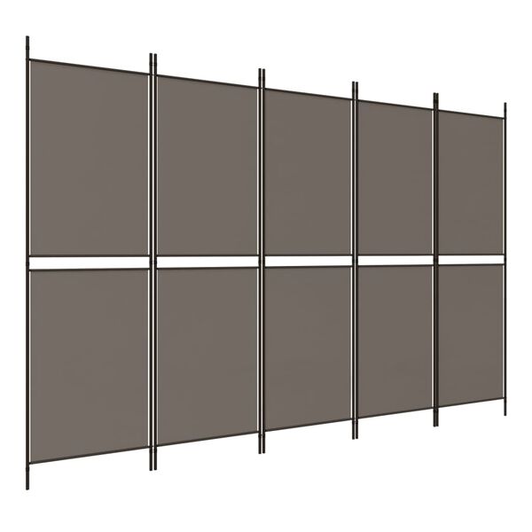 vidaXL 5-Panel Room Divider Anthracite 98.4"x70.9" Fabric