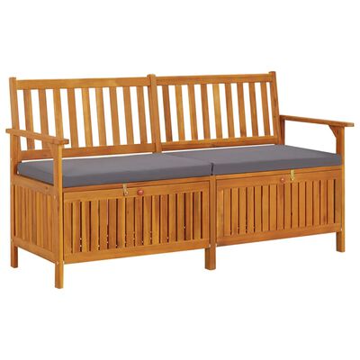 vidaXL Storage Bench with Cushion 58.3" Solid Wood Acacia