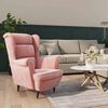 vidaXL Armchair Pink Velvet (100% polyester), plywood Medium Armchair