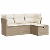 vidaXL Garden Sofa Set Beige PE rattan, powder-coated steel, 100% polyester