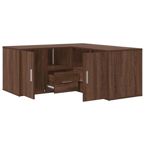 vidaXL Corner Cabinet Brown Oak Engineered Wood Medium Corner Cabinet