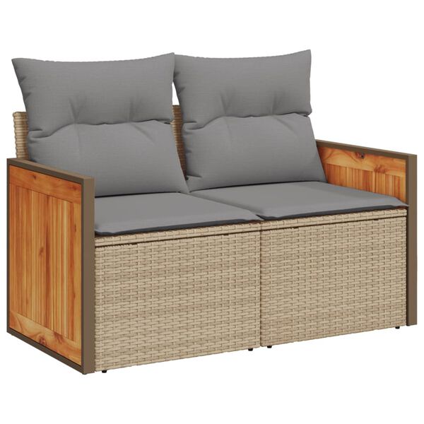 vidaXL Garden Sofa Beige Poly rattan Medium Adjustable Feet