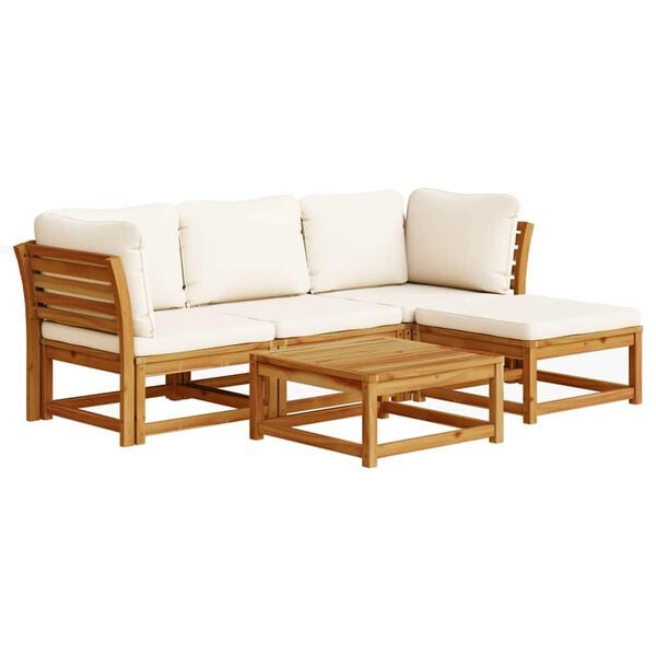 vidaXL Garden Lounge Set Solid acacia wood, Cream white cushions