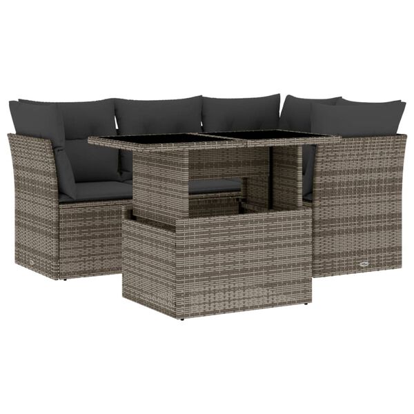 vidaXL Garden Sofa Set Grey PE Rattan Medium Modular Garden Sofa Set