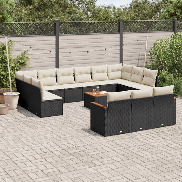 vidaXL Garden Sofa Set Black, Cream White