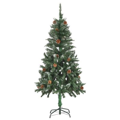 vidaXL Artificial Christmas Tree with Pine Cones and White Glitter 5 ft