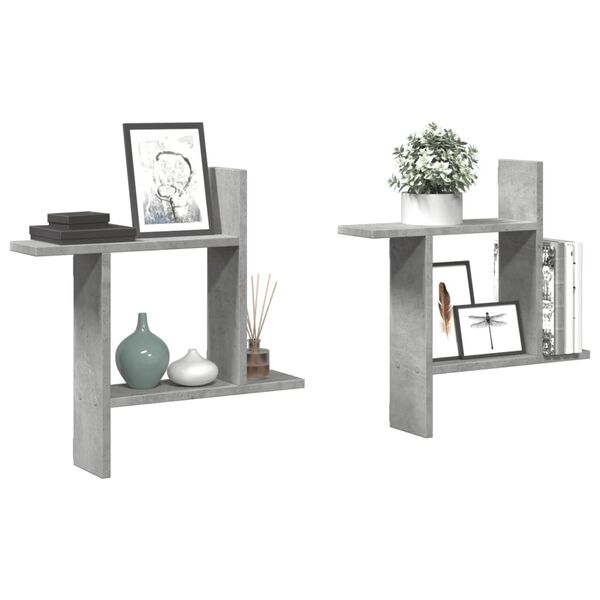 vidaXL Wall Shelf Concrete Gray Engineered Wood Medium Wall Shelf