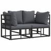 vidaXL Outdoor Furniture with Cushion with Pillow Black Aluminium