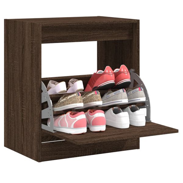 vidaXL Shoe Cabinet Brown Oak Engineered Wood Compact Shoe Cabinet