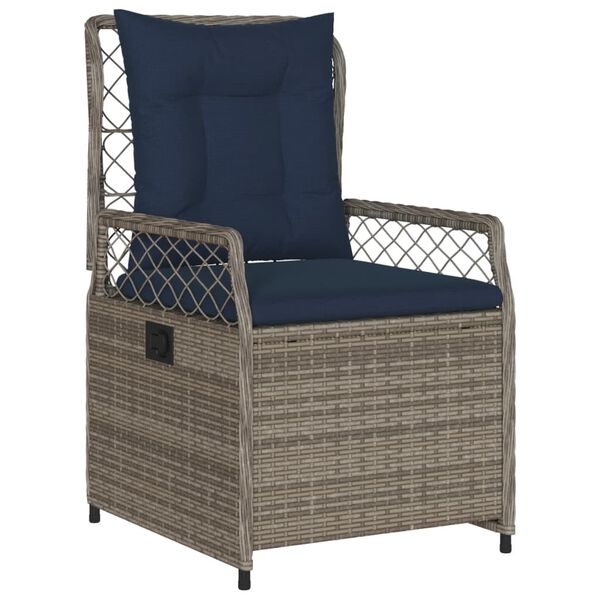 vidaXL Reclining Patio Chair Gray PE rattan Standard Adjustable Feet