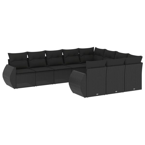 vidaXL Garden Sofa Set Black PE Rattan, Powder-Coated Steel, Polyester