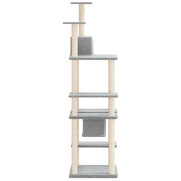 vidaXL Cat Tree Light Gray Engineered wood, plush, sisal Large Cat Tree
