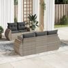 vidaXL 6 Piece Patio Sofa Set with Cushions Light Gray Poly Rattan