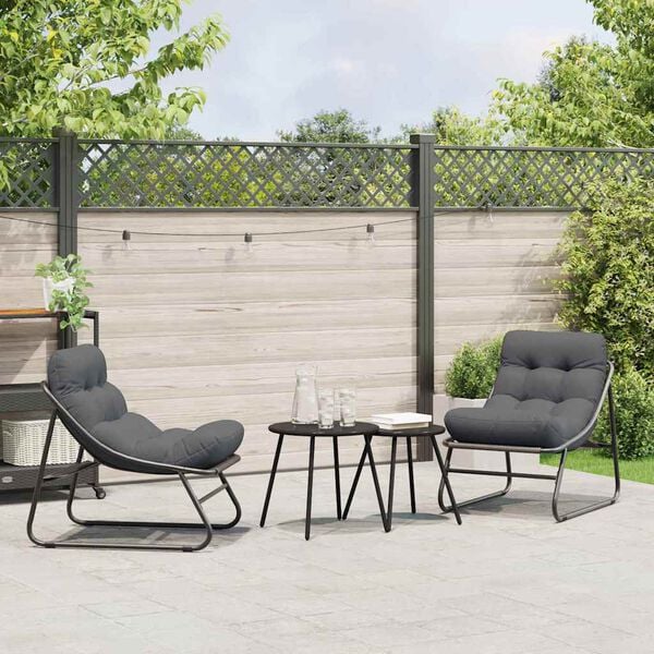 vidaXL Garden Furniture with Cushion 2 pcs Black 60 x 80 x 71cm Metal