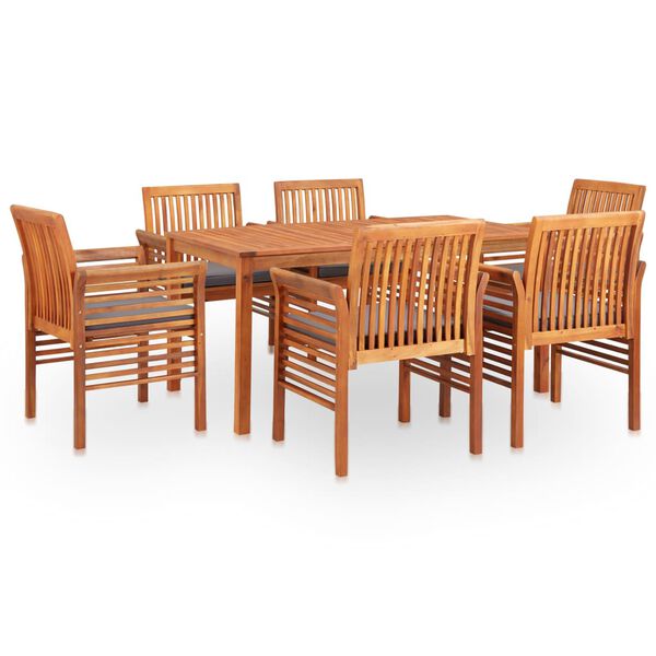 vidaXL Outdoor Dining Set Brown frame Solid Acacia wood 7-piece set