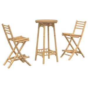 vidaXL Outdoor Bar Set Natural Bamboo Bamboo Medium Foldable