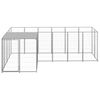 vidaXL Dog Kennel Silver and Silver Grey Powder-coated steel, polyethylene