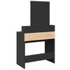 vidaXL Dressing Table Black Engineered wood, glass Medium Dressing Table
