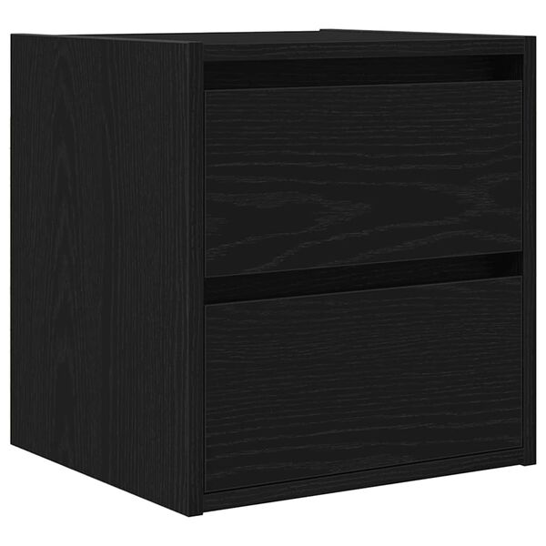 vidaXL Wall-mounted Bedside Cabinet Black Oak Engineered wood