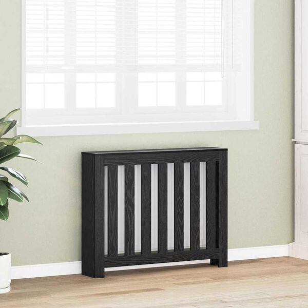 vidaXL Radiator Cover Black Oak 40.94 x 7.87 x 32.28 in
