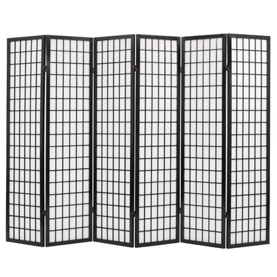 vidaXL Folding 6-Panel Room Divider Japanese Style 94.5"x66.9" Black