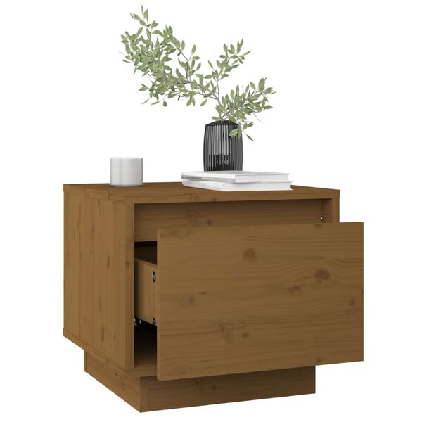vidaXL Bedside Cabinet Set of 2 Honey brown Solid pinewood Standard