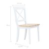 vidaXL Dining Chair Set of 4 White and Natural Wood Solid rubber wood