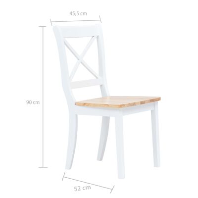 vidaXL Dining Chairs 4 pcs White and Light Wood Solid Rubber Wood
