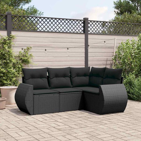 vidaXL Garden Sofa Set Black PE Rattan Removable Covers Garden Sofa Set