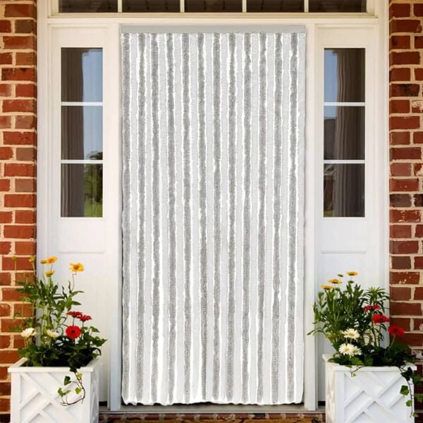vidaXL Fly Curtain Light Grey and White 39.4x90.6" Chenille