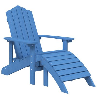 vidaXL Patio Adirondack Chairs with Footstool & Table HDPE Aqua Blue