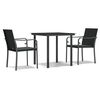 vidaXL Garden Dining Set Black, Dark Grey PE Rattan, Steel, Tempered Glass