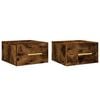 vidaXL Wall-mounted Bedside Cabinet Set of 2 Smoked Oak Engineered Wood