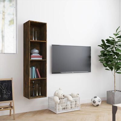 vidaXL Book Cabinet/TV Stand Smoked Oak 56.3"x11.8"x14.2" Engineered Wood