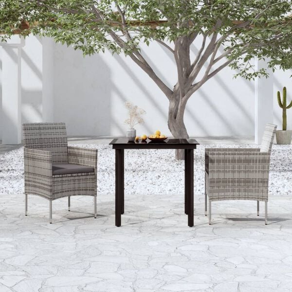 vidaXL Garden Dining Set Grey and Black