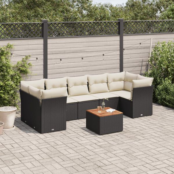 vidaXL Garden Sofa Set Black PE rattan Large UV-resistant materials