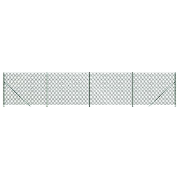 vidaXL Chain Link Fence with Flange Green 5.2x32.8'