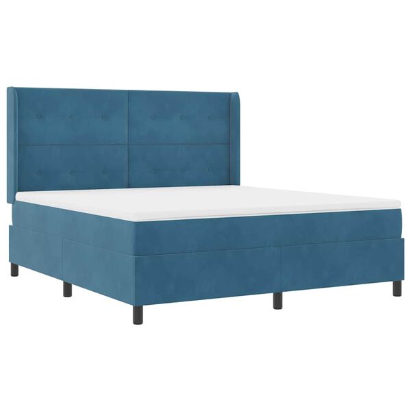 vidaXL Box Spring Bed with Headboard Blue 70.9" x 78.7" Velvet