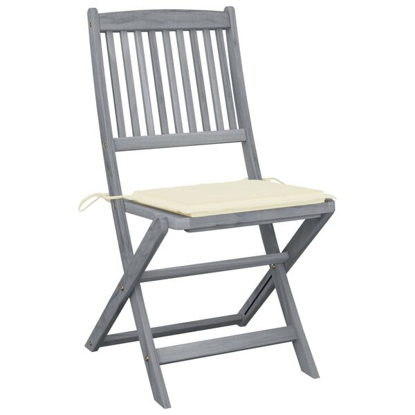 vidaXL Outdoor Chair Set of 4 Grey Wash Solid Acacia wood Standard