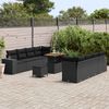 vidaXL Garden Sofa Set with Cushion 11 pcs Black Poly Rattan