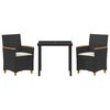 vidaXL Garden Dining Set 3 pcs Black poly rattan