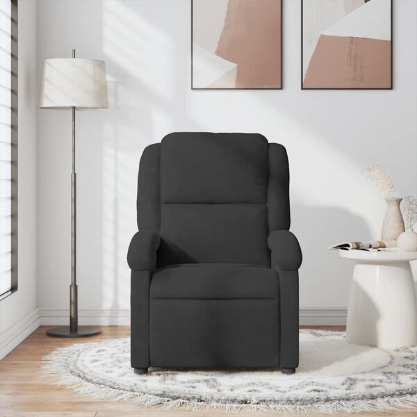 vidaXL Massage Recliner Chair Black Velvet Single Adjustable Armrests