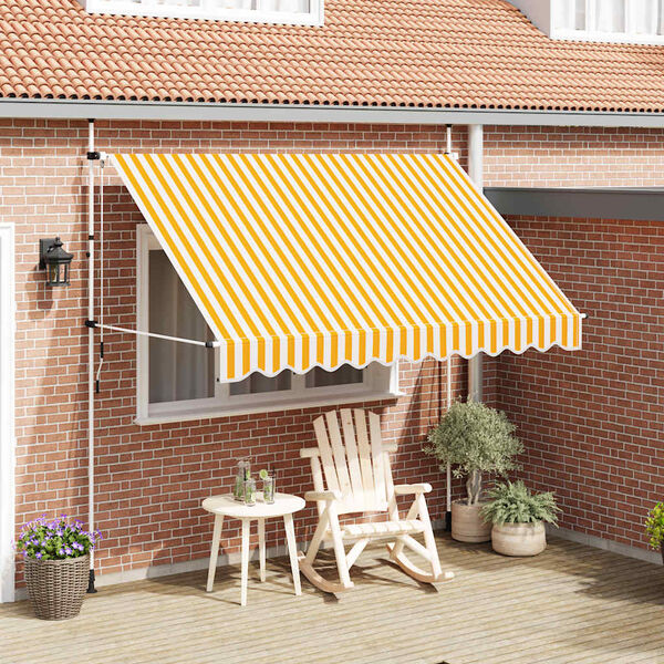 vidaXL Retractable Awning Orange and white stripes