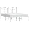 vidaXL Bed Frame White Powder-Coated Steel Double Bed Frame