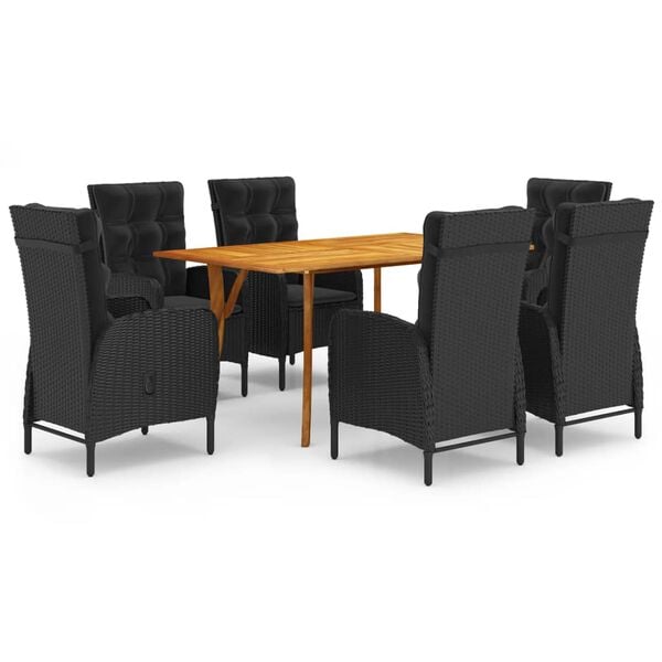 vidaXL Dining Set Black Solid Acacia Wood Large Durable Dining Set